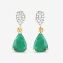 2.28 Carat Genuine Zambian Emerald and White Diamond 10K Yellow Gold Earrings-10