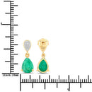 2.28 Carat Genuine Zambian Emerald and White Diamond 14K Yellow Gold Earrings-3