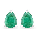 0.70 Carat Genuine Zambian Emerald 10K White Gold Earrings-1