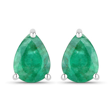 0.70 Carat Genuine Zambian Emerald 10K White Gold Earrings