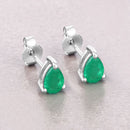 0.70 Carat Genuine Zambian Emerald 10K White Gold Earrings-4