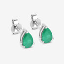 0.70 Carat Genuine Zambian Emerald 10K White Gold Earrings-6