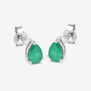 0.70 Carat Genuine Zambian Emerald 10K White Gold Earrings-7