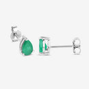 0.70 Carat Genuine Zambian Emerald 10K White Gold Earrings-8