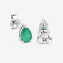 0.70 Carat Genuine Zambian Emerald 10K White Gold Earrings-9