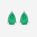 0.70 Carat Genuine Zambian Emerald 10K White Gold Earrings-10