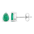 0.70 Carat Genuine Zambian Emerald 10K White Gold Earrings-2