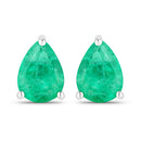 0.70 Carat Genuine Zambian Emerald 14K White Gold Earrings-1