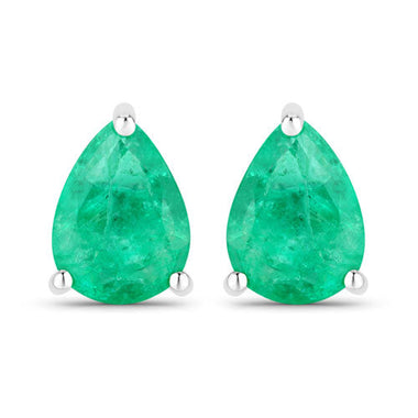 0.70 Carat Genuine Zambian Emerald 14K White Gold Earrings