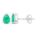 0.70 Carat Genuine Zambian Emerald 14K White Gold Earrings-2