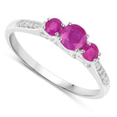0.61 Carat Genuine Ruby and White Diamond 14K White Gold Ring-2