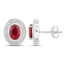 2.12 Carat Genuine Ruby and White Diamond 14K White Gold Earrings-2