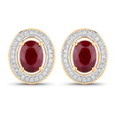 2.12 Carat Genuine Ruby and White Diamond 14K Yellow Gold Earrings-1