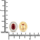 2.12 Carat Genuine Ruby and White Diamond 14K Yellow Gold Earrings-3