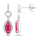 1.23 Carat Genuine Ruby and White Diamond 14K White Gold Earrings-2