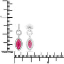 1.23 Carat Genuine Ruby and White Diamond 14K White Gold Earrings-3
