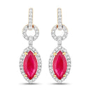 1.23 Carat Genuine Ruby and White Diamond 14K Yellow Gold Earrings-1