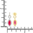 1.23 Carat Genuine Ruby and White Diamond 14K Yellow Gold Earrings-3