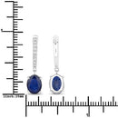 3.24 Carat Genuine Blue Sapphire and White Diamond 14K White Gold Earrings-3