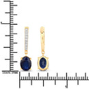 3.24 Carat Genuine Blue Sapphire and White Diamond 14K Yellow Gold Earrings-3