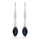 2.73 Carat Genuine Blue Sapphire and White Diamond 14K White Gold Earrings-1