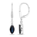 2.73 Carat Genuine Blue Sapphire and White Diamond 14K White Gold Earrings-2