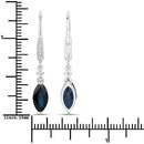 2.73 Carat Genuine Blue Sapphire and White Diamond 14K White Gold Earrings-3