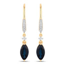 2.73 Carat Genuine Blue Sapphire and White Diamond 14K Yellow Gold Earrings-1