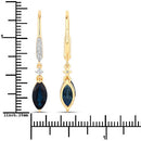 2.73 Carat Genuine Blue Sapphire and White Diamond 14K Yellow Gold Earrings-3