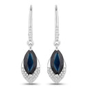 2.79 Carat Genuine Blue Sapphire and White Diamond 14K White Gold Earrings-1