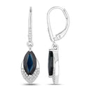 2.79 Carat Genuine Blue Sapphire and White Diamond 14K White Gold Earrings-2