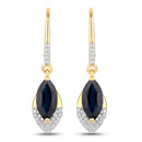 2.79 Carat Genuine Blue Sapphire and White Diamond 14K Yellow Gold Earrings-1