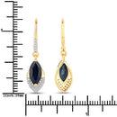 2.79 Carat Genuine Blue Sapphire and White Diamond 14K Yellow Gold Earrings-3