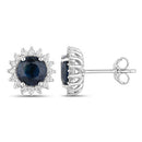 2.38 Carat Genuine Blue Sapphire and White Diamond 14K White Gold Earrings-2