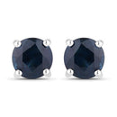 1.30 Carat Genuine Blue Sapphire 14K White Gold Earrings-1