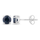 1.30 Carat Genuine Blue Sapphire 14K White Gold Earrings-2