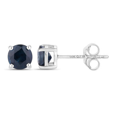 1.30 Carat Genuine Blue Sapphire 14K White Gold Earrings - 0