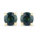 1.30 Carat Genuine Blue Sapphire 14K Yellow Gold Earrings-1