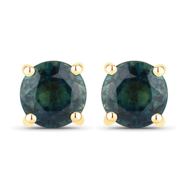 1.30 Carat Genuine Blue Sapphire 14K Yellow Gold Earrings