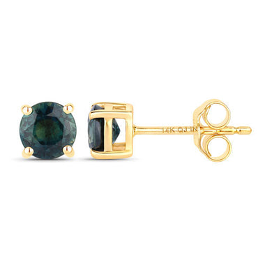 1.30 Carat Genuine Blue Sapphire 14K Yellow Gold Earrings - 0