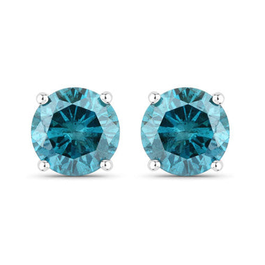 0.81 Carat Genuine Blue Diamond 14K White Gold Earrings