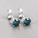0.81 Carat Genuine Blue Diamond 14K White Gold Earrings-4