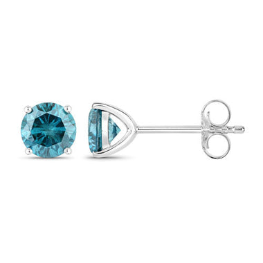 0.81 Carat Genuine Blue Diamond 14K White Gold Earrings - 0