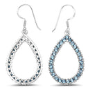 4.32 Carat Genuine London Blue Topaz .925 Sterling Silver Earrings-7