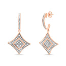14K Rose Gold Plated .925 Sterling Silver Round-Cut Diamond Accent Dangle Rhombus Earrings (H-I Color, I2-I3 Clarity)-1