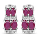 3.20 Carat Glass Filled Ruby .925 Sterling Silver Earrings-5