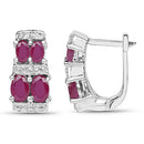 3.20 Carat Glass Filled Ruby .925 Sterling Silver Earrings-6