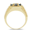 14K Yellow Gold Plated 1.40 Carat Genuine Blue Diamond .925 Sterling Silver Ring-2