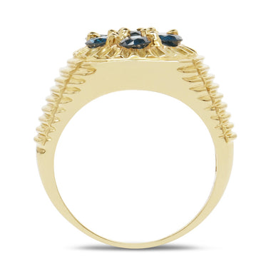 14K Yellow Gold Plated 1.40 Carat Genuine Blue Diamond .925 Sterling Silver Ring - 0