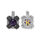 2.67 Carat Genuine Amethyst White Sapphire & Black Diamond .925 Sterling Silver Earrings-7